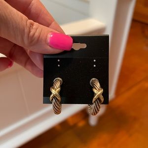 David Yurman Sterling Silver & Gold Hoops
